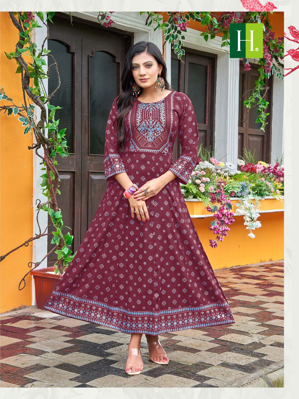 Hirwa Samantha 2 Rayon Festival Wear Long Anaraklai Kurti Collection